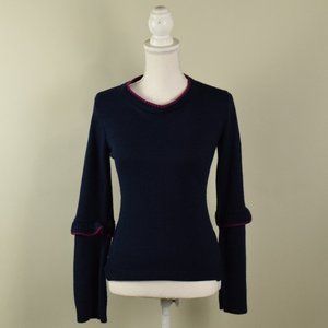 Creative Worldwide Navy Ruffle Sleeve Sweater